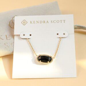 NEW Kendra Scott Elisa Gold Black Opaque Glass Necklace